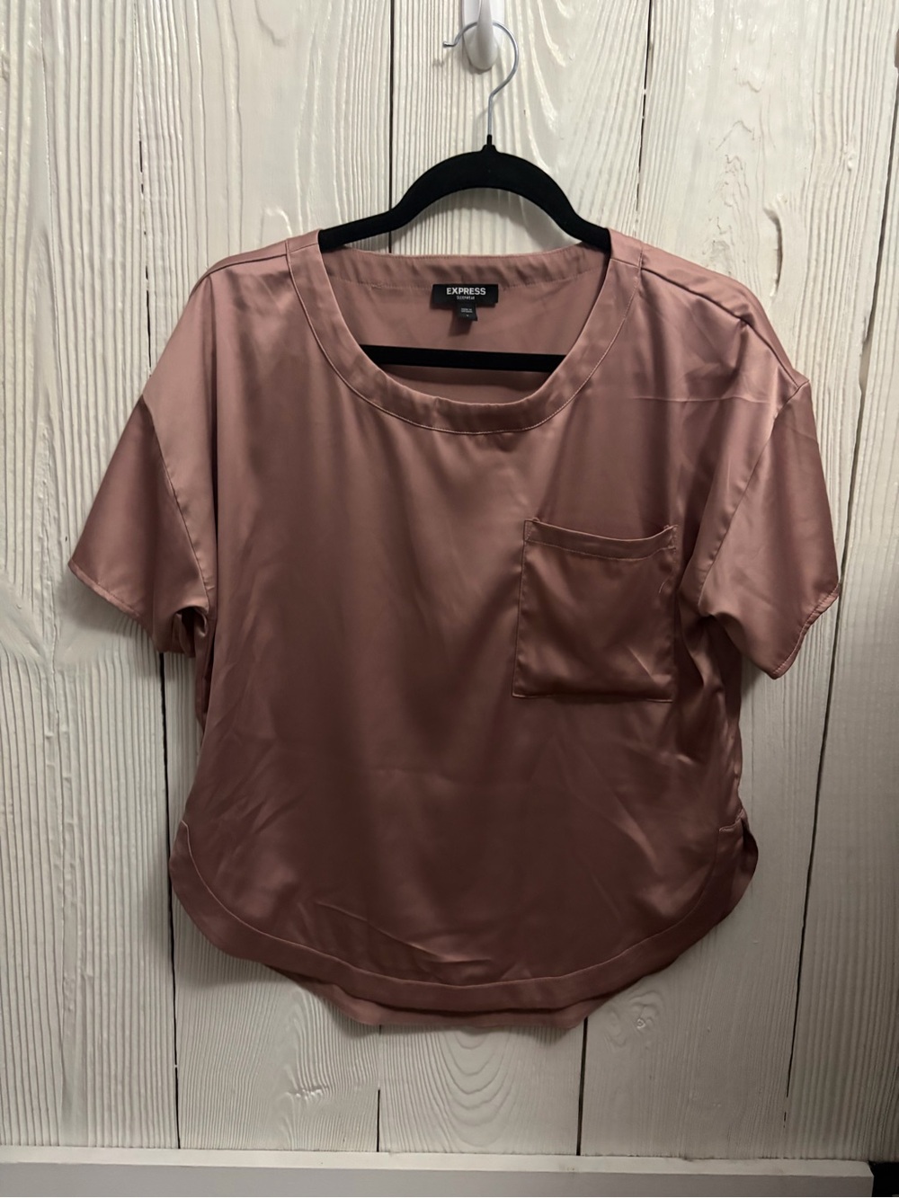 Express Sleepwear Satin Short Sleeve Top Blush Pink Size Small